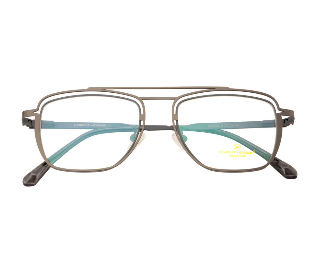 Double Metal Rim Eyewear: Modern Design with Spring Hinges | Grey Color