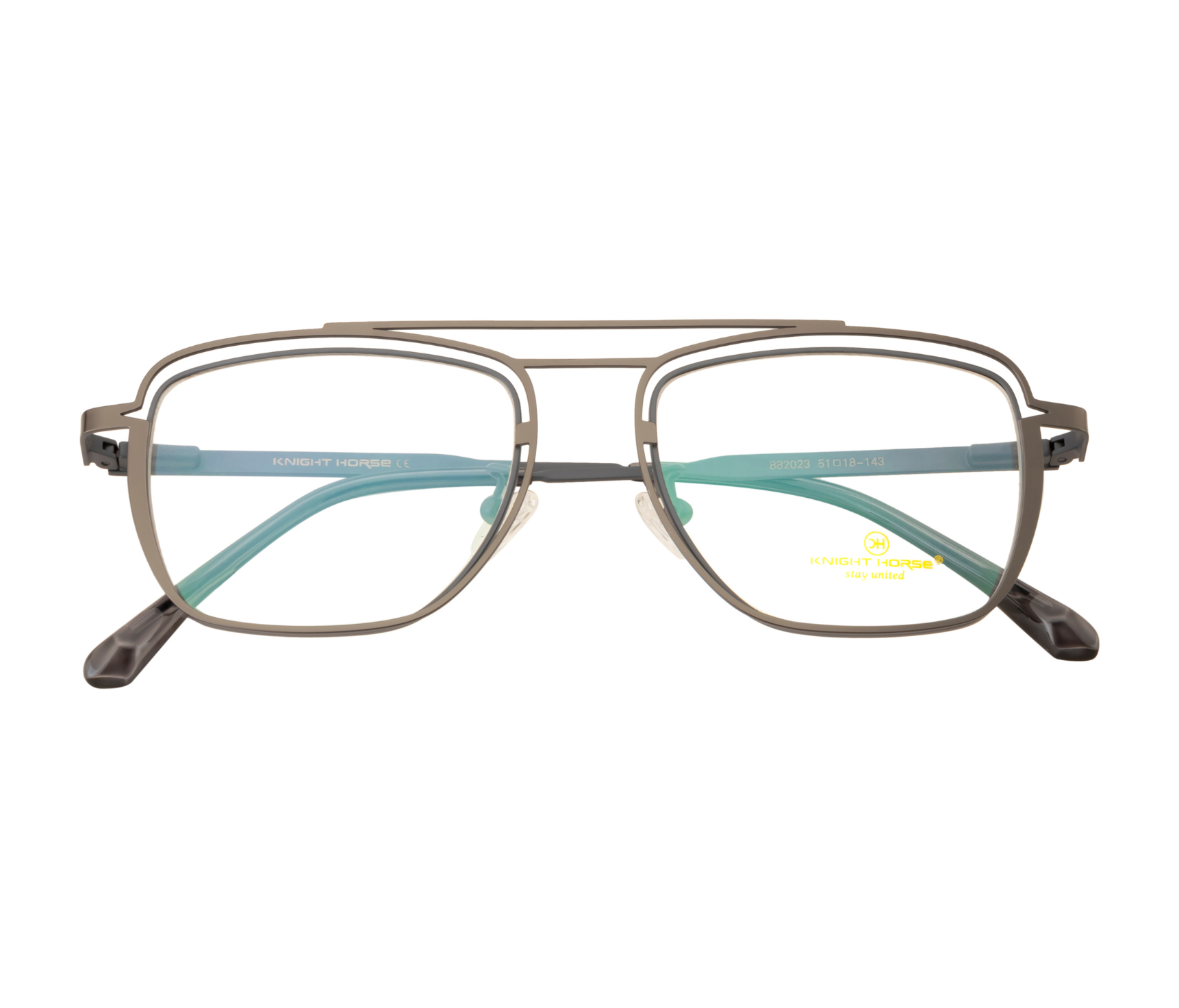 Double Metal Rim Eyewear: Modern Design with Spring Hinges | Grey Color
