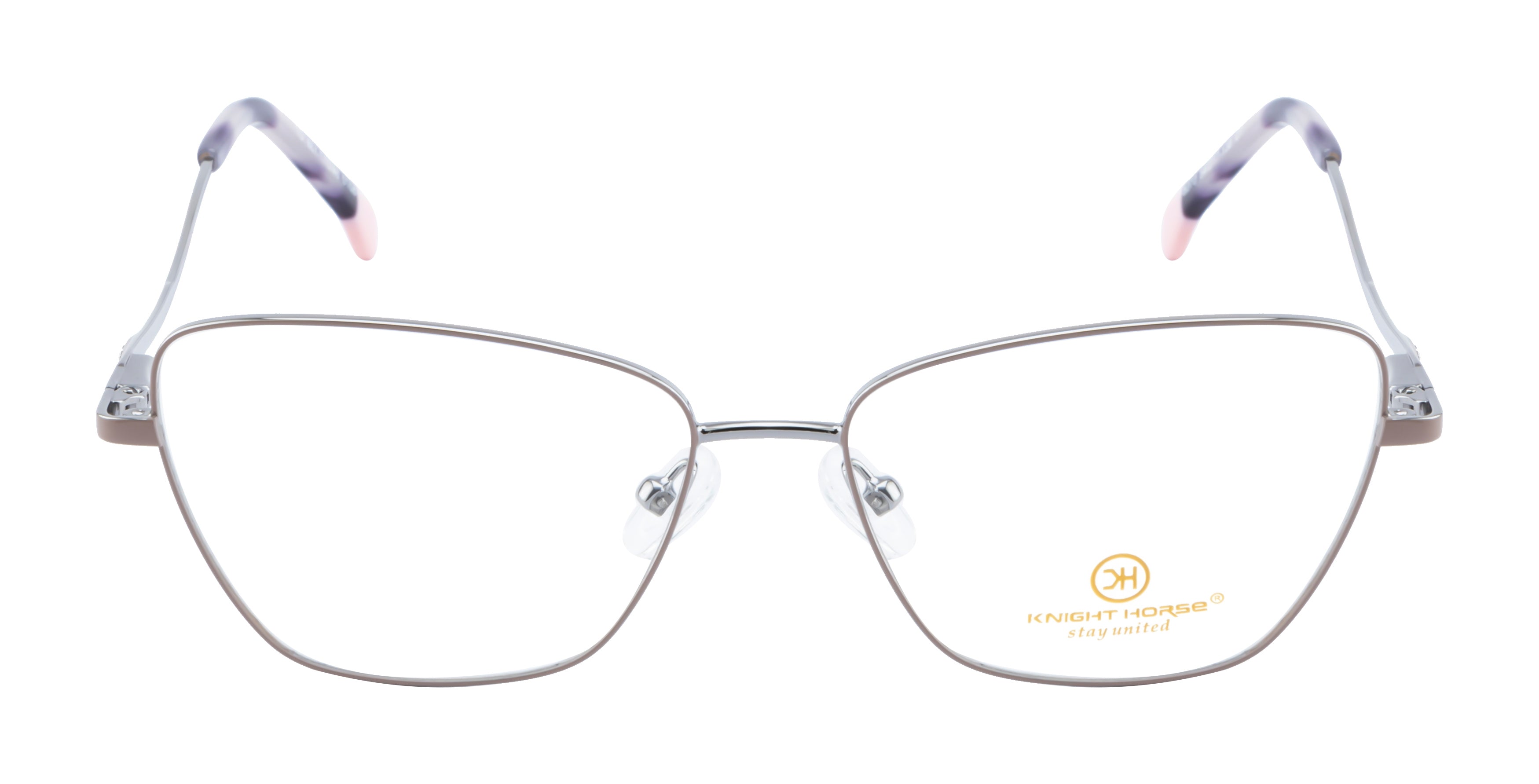 Premium Metal Eyewear With Beige & Silver Color