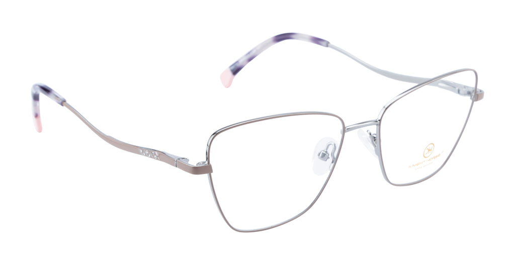 Premium Metal Eyewear With Beige & Silver Color