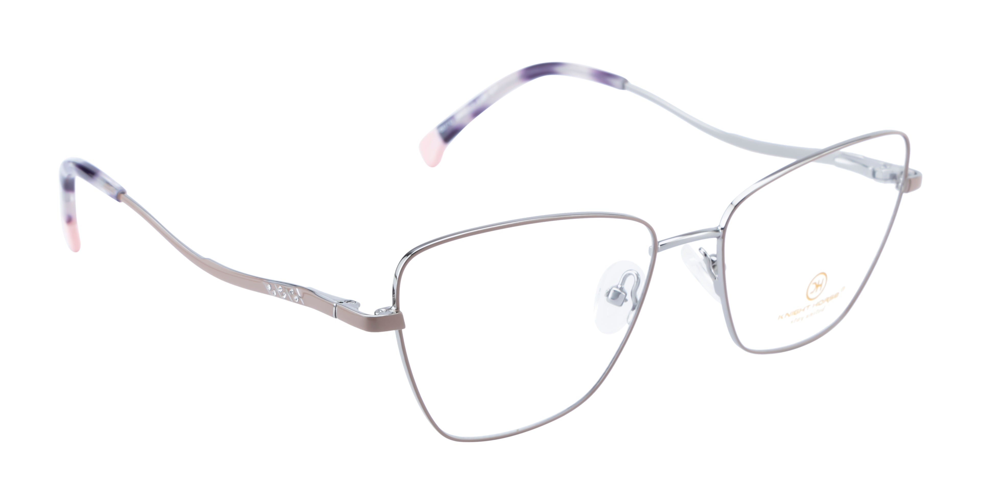 Premium Metal Eyewear With Beige & Silver Color