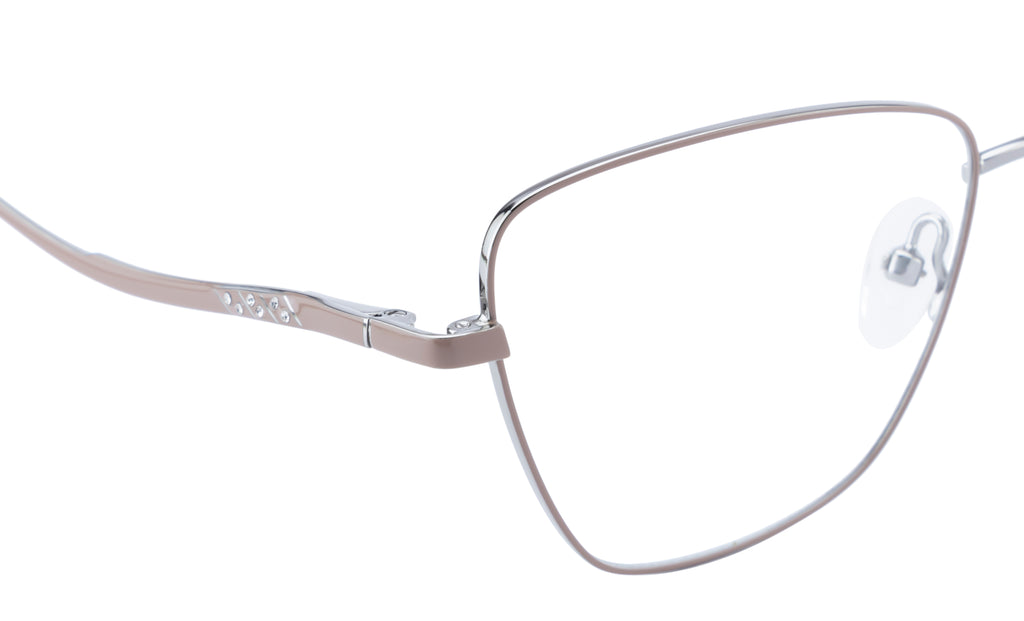 Premium Metal Eyewear With Beige & Silver Color