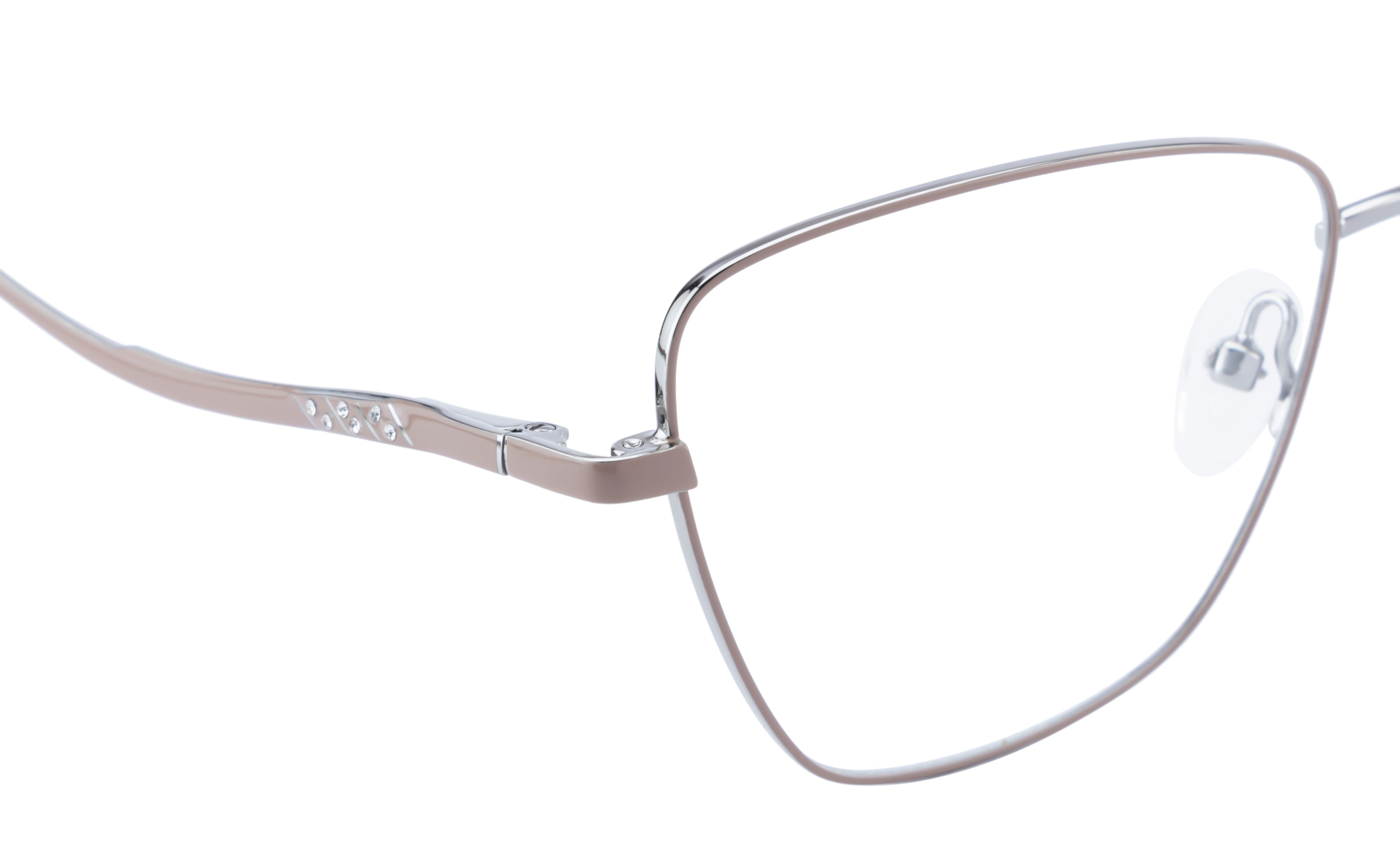 Premium Metal Eyewear With Beige & Silver Color