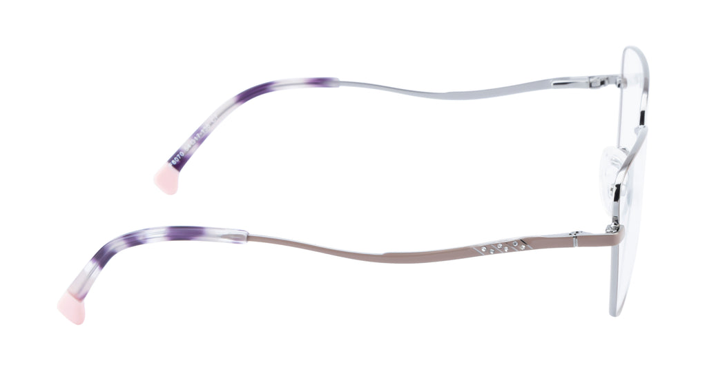 Premium Metal Eyewear With Beige & Silver Color