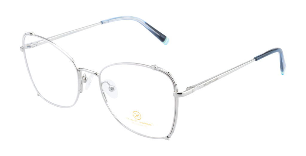 Premium Full-Metal Cat-Eye Frames In Silver White With Spring Hinges