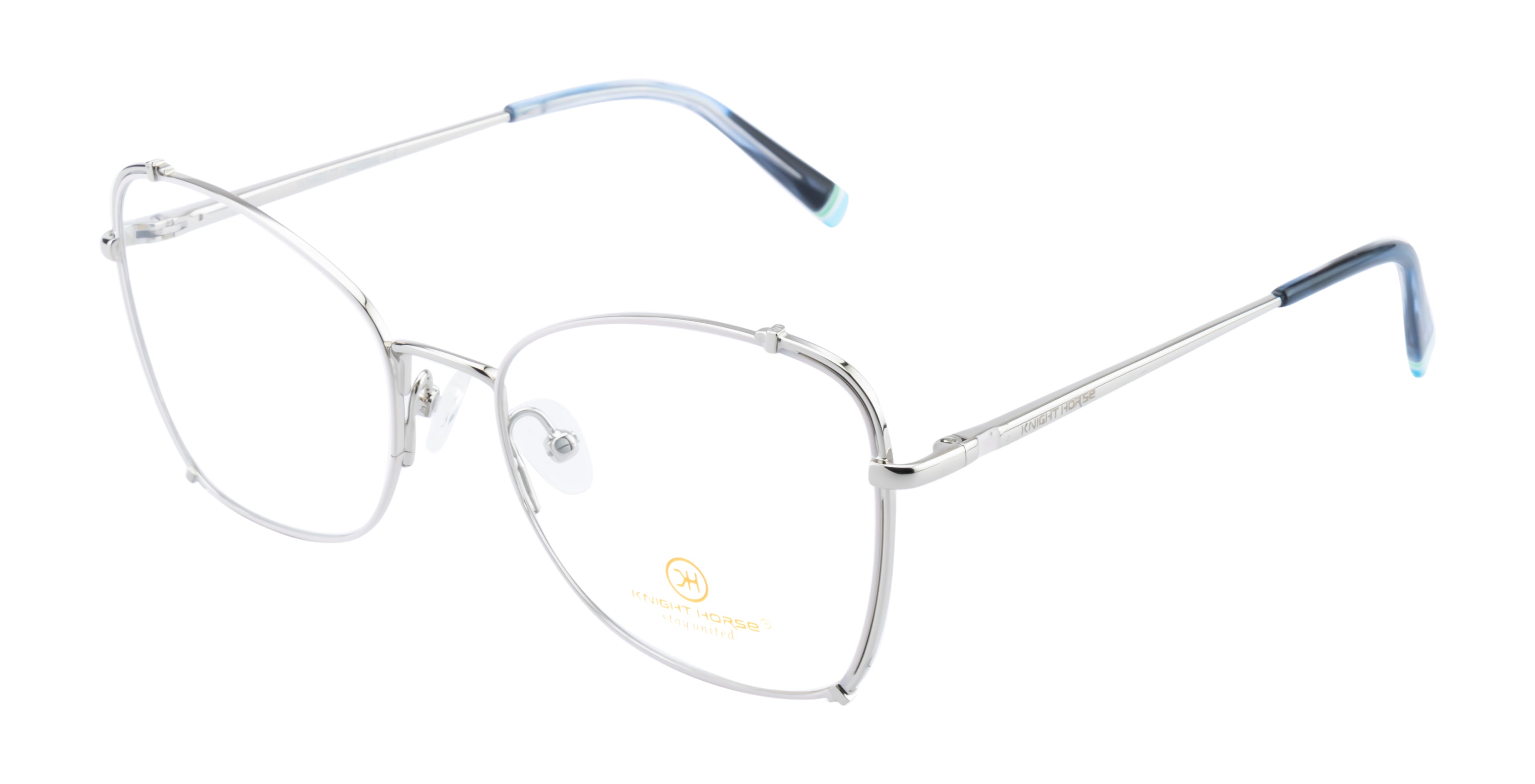 Premium Full-Metal Cat-Eye Frames In Silver White With Spring Hinges