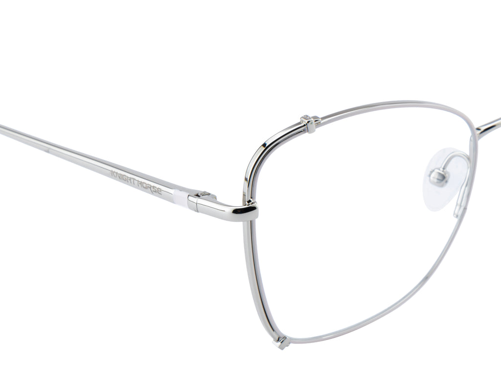 Premium Full-Metal Cat-Eye Frames In Silver White With Spring Hinges
