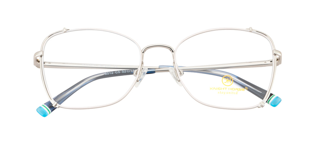 Premium Full-Metal Cat-Eye Frames In Silver White With Spring Hinges