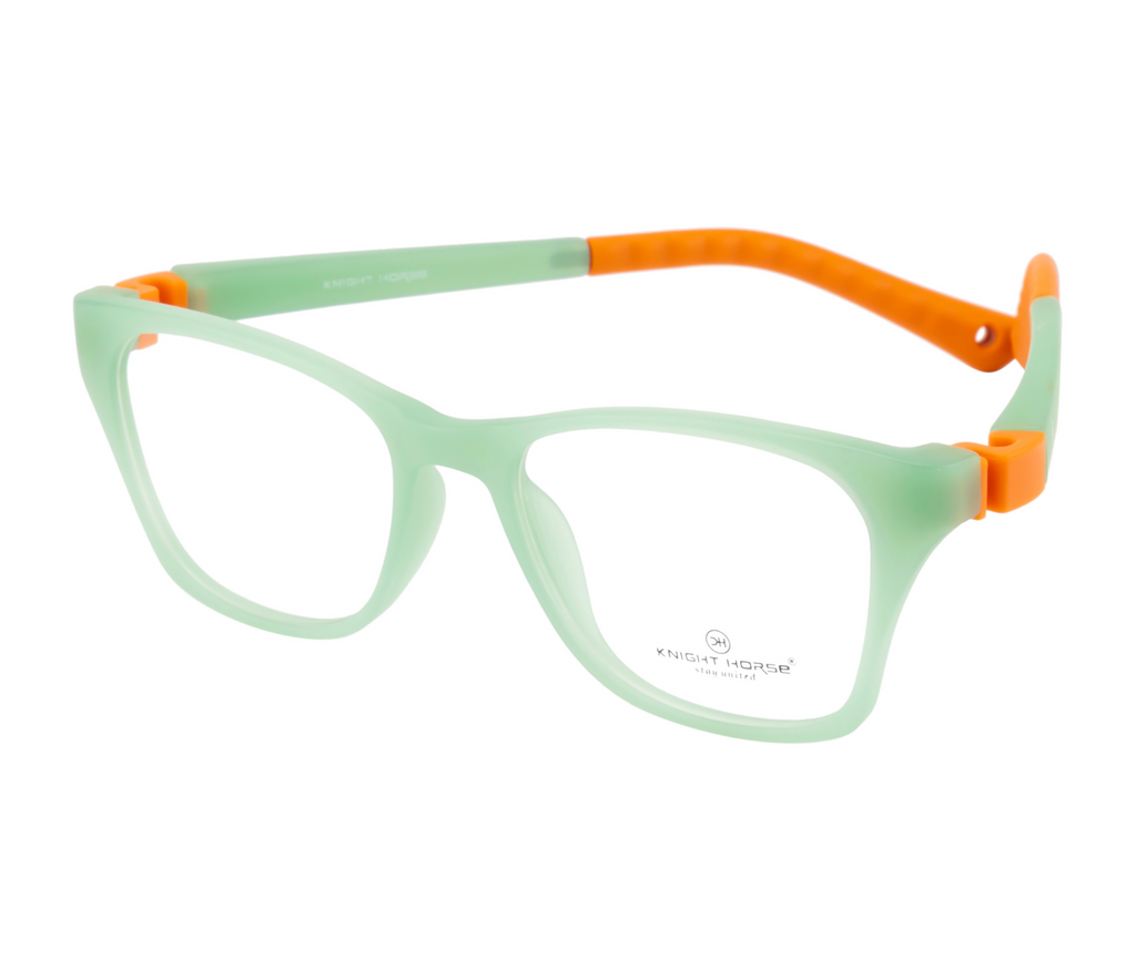 Kids Rectangle Eyewear Frames in Green & Orange - Lightweight and Durable