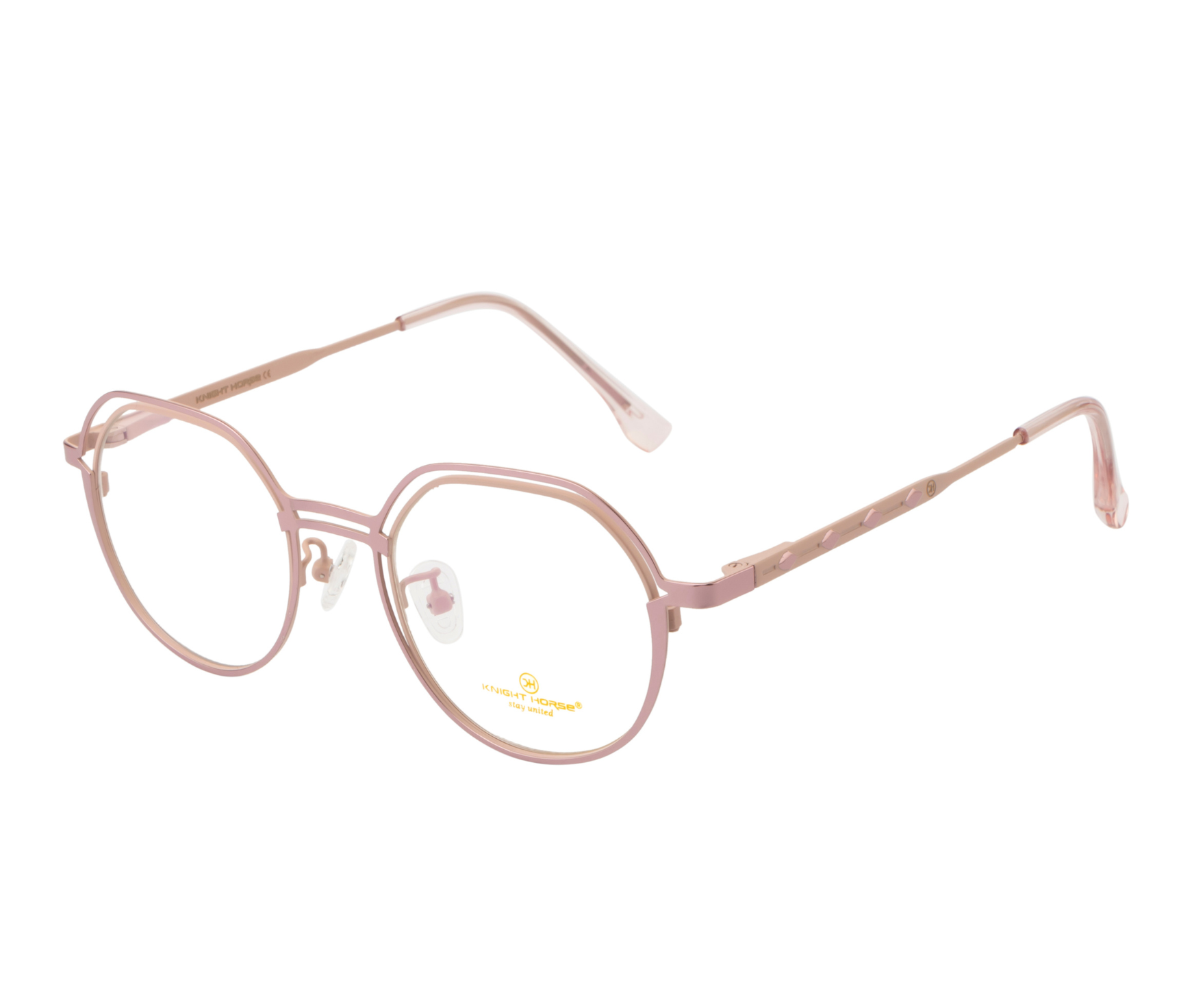 Pink Metal Double Rim Eyewear: New Shape with Spring Sides