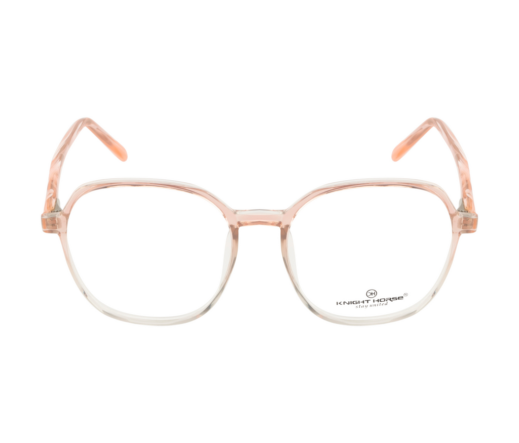 HexaGlow: Glossy Transparent Pink Hexagonal Eyewear for Women