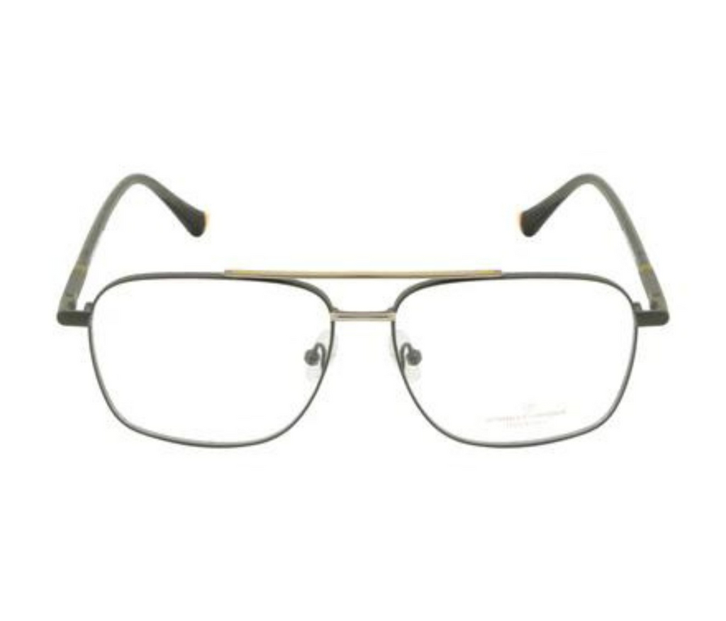 Square Metal Eyewear - Grey with Double Bar and Spring Hinges