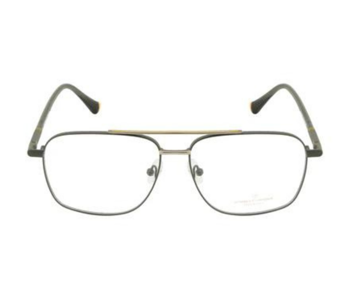 Square Metal Eyewear - Grey with Double Bar and Spring Hinges