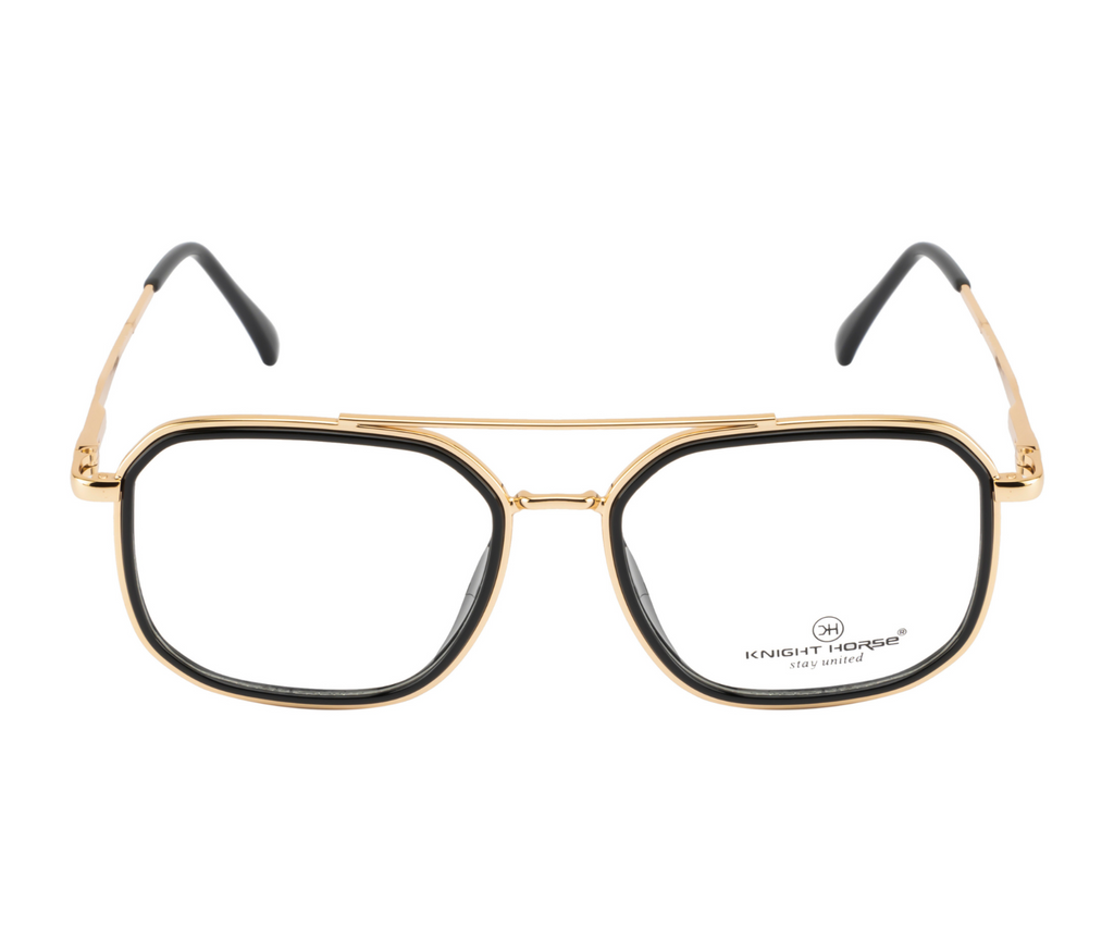 Golden Eyewear:Black Rim| Double Bridge| Spring Hinges