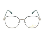 Metal Eyewear Frames: Silver & Green Elegance with Spring Hinges