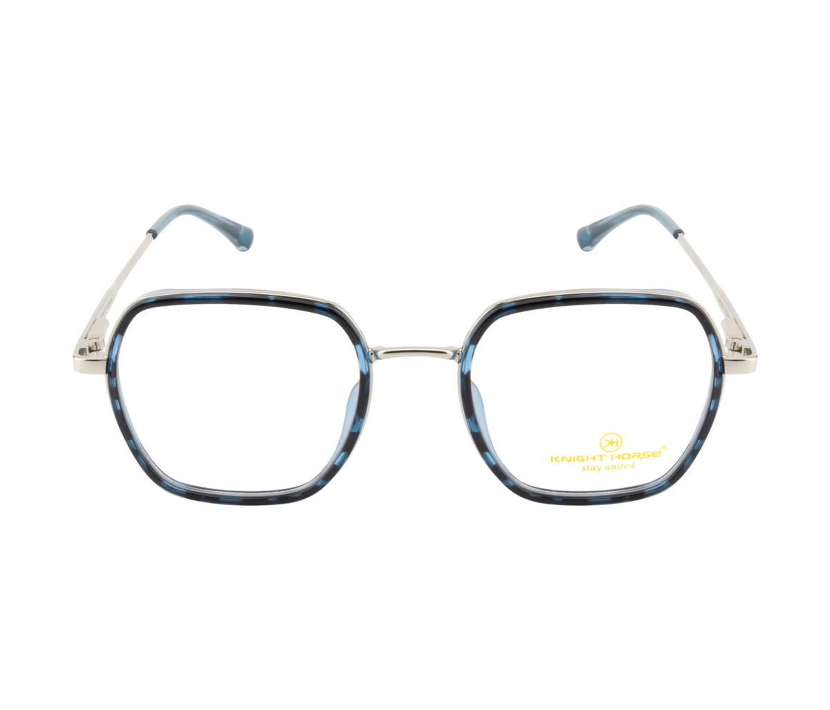 Geometric Fusion Rim Eyewear - DA Blue & Silver with Spring