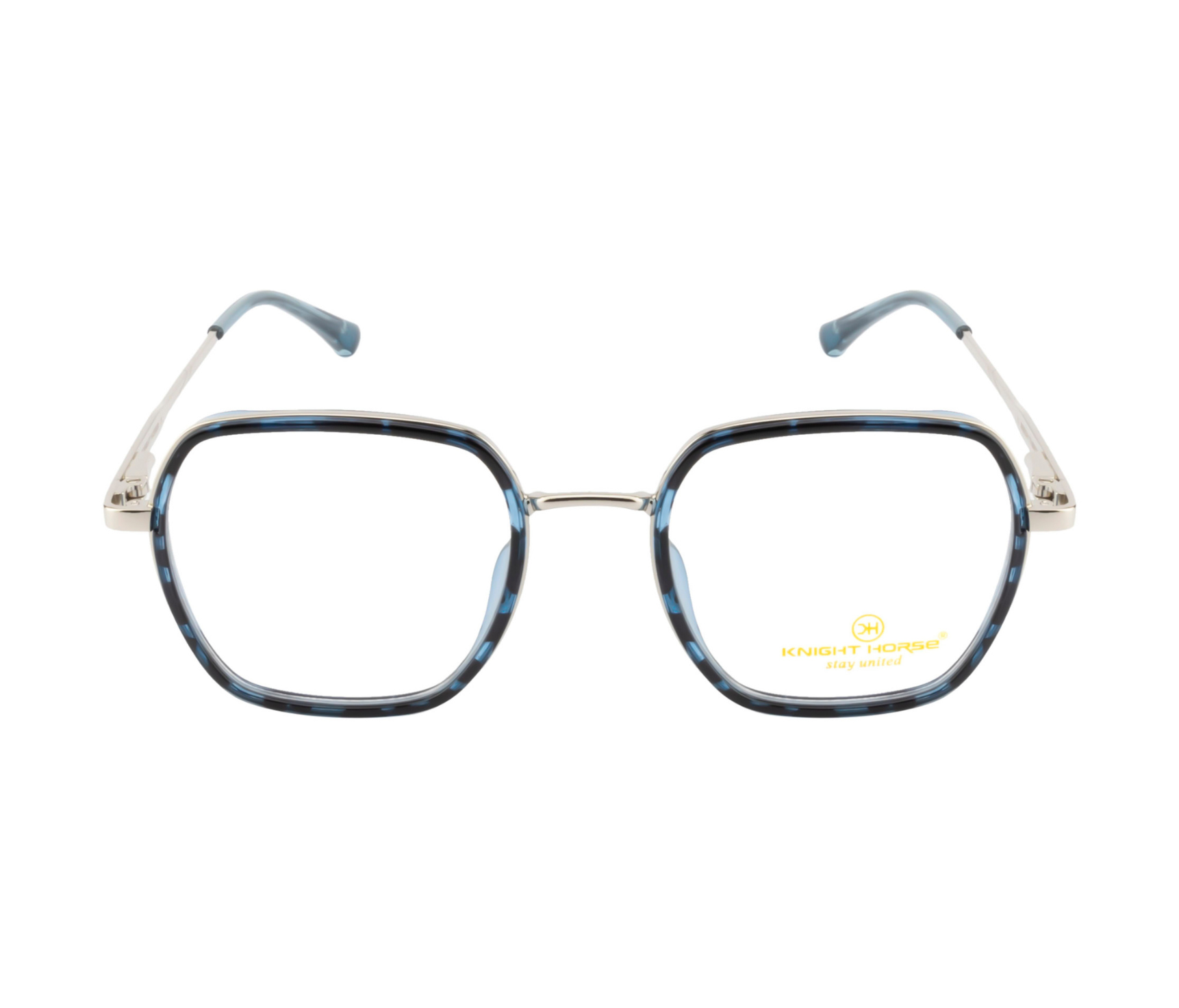 Geometric Fusion Rim Eyewear - DA Blue & Silver with Spring
