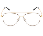 Aviator Glasses: Gold & Black Frame with Blue Cut Lenses