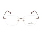 Hexagonal Rimless Metal Eyewear - Maroon Red