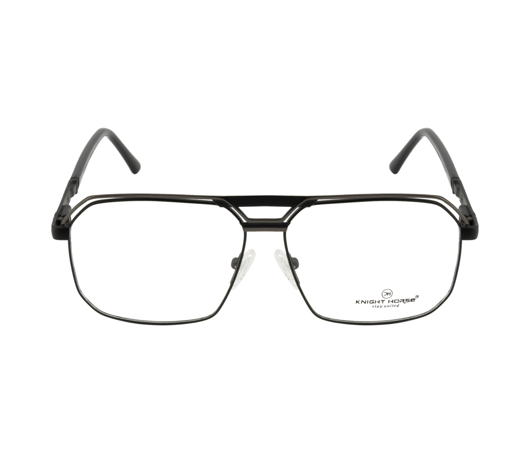 Metal Eyewear - Black Color | Geometric Design | with Spring Hinges | Double Bar