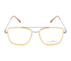 Square Eyewear Frame - Silver Frame with Yellow Rim
