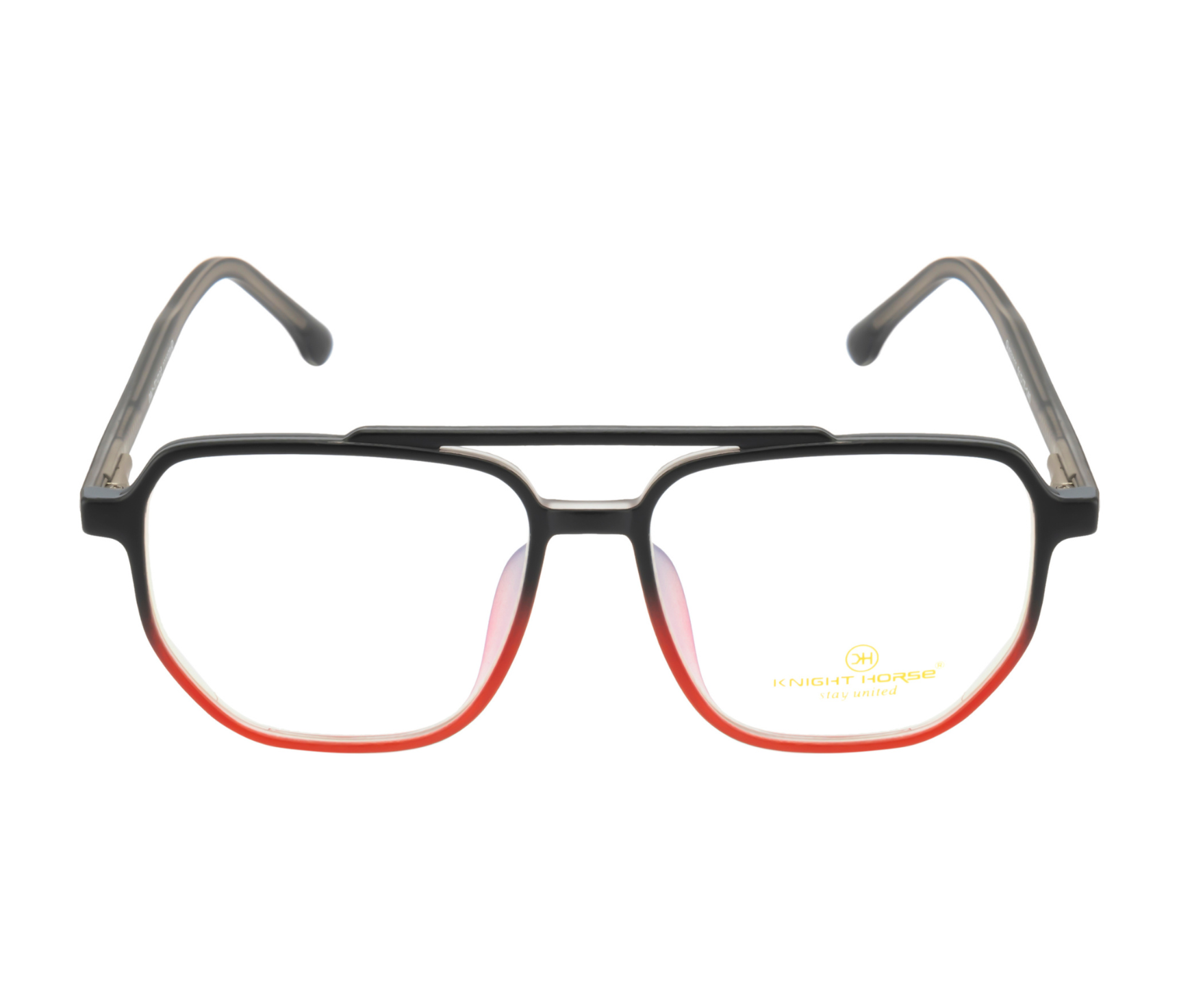 Eyewear: Half Black, Half Red with Spring Hinges