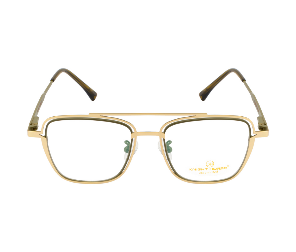 Double Metal Rim Eyewear: Gold & Green with New Shapes and Spring Hinges