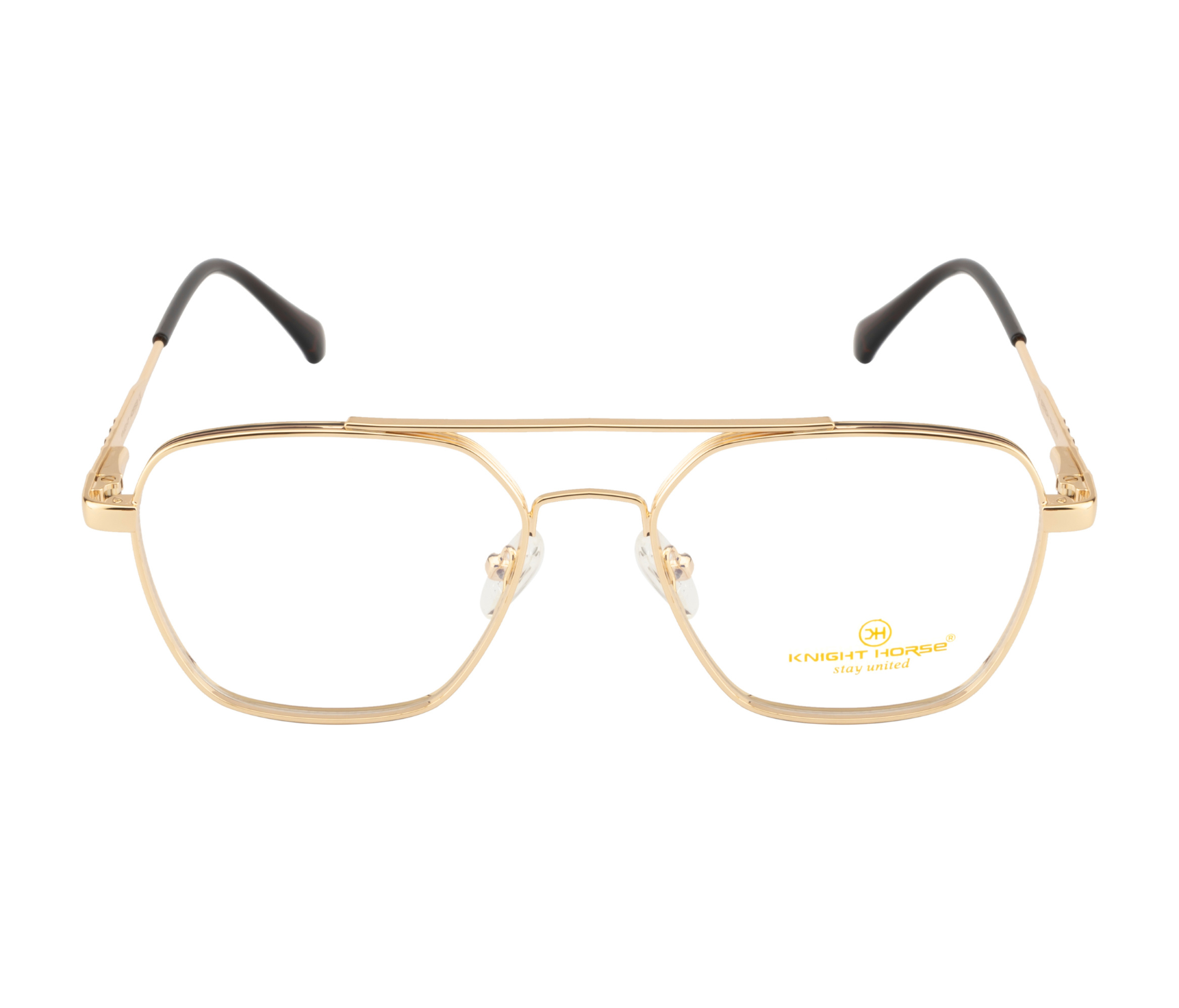 Geometric Luxe: Metal Eyewear with Two-Tone Rim and Spring Hinges