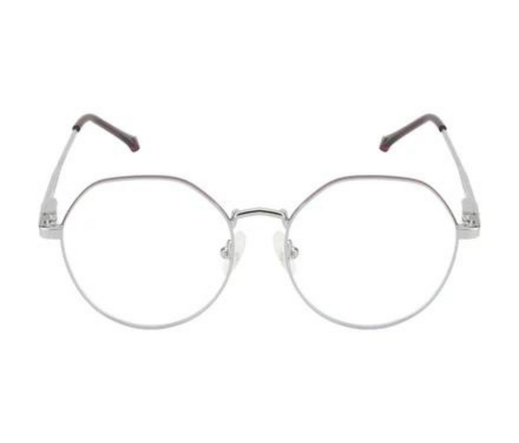 Women's Geometric Metal Eyewear - Silver & Violet with Spring Hinges