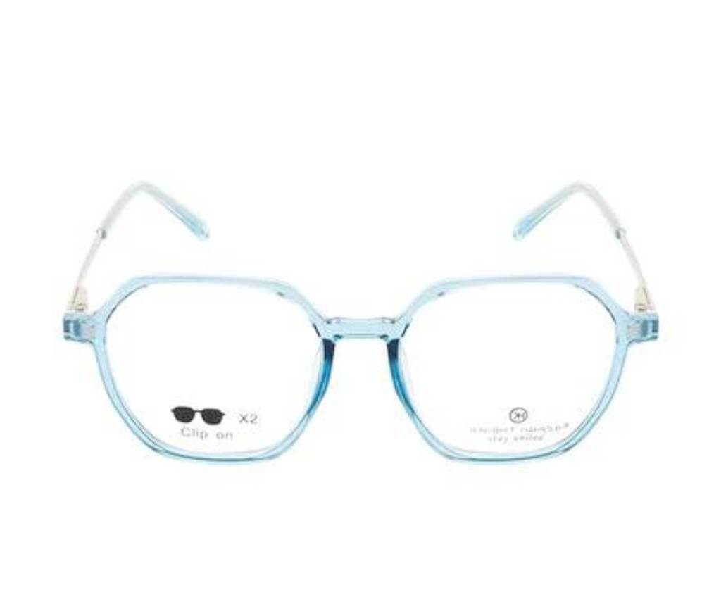 Knight Horse Geometric Clip-On Sunglasses: Glossy Black with Dual Clip-Ons and Spring Hinges