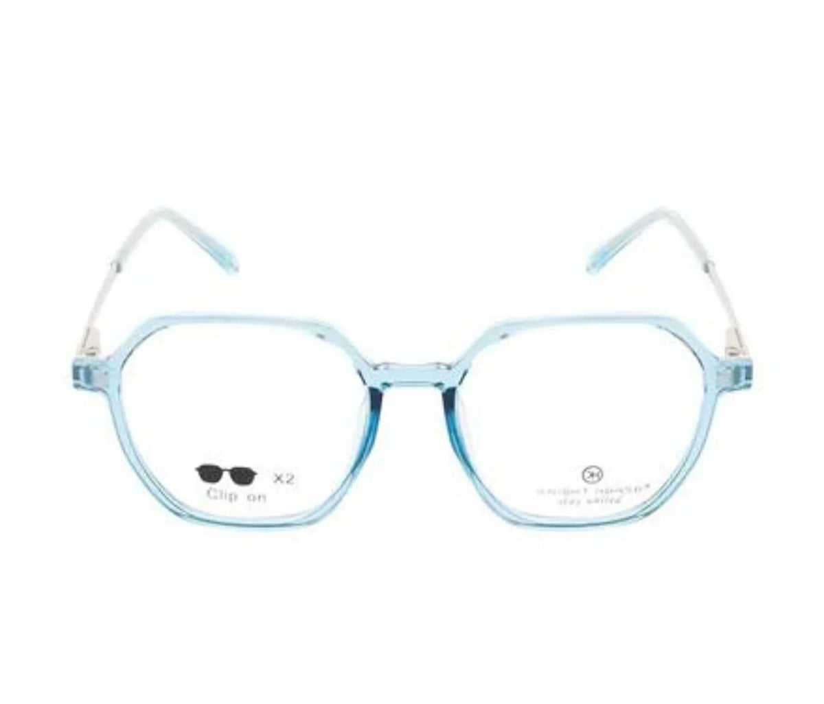 Knight Horse Geometric Clip-On Sunglasses: Glossy Black with Dual Clip-Ons and Spring Hinges