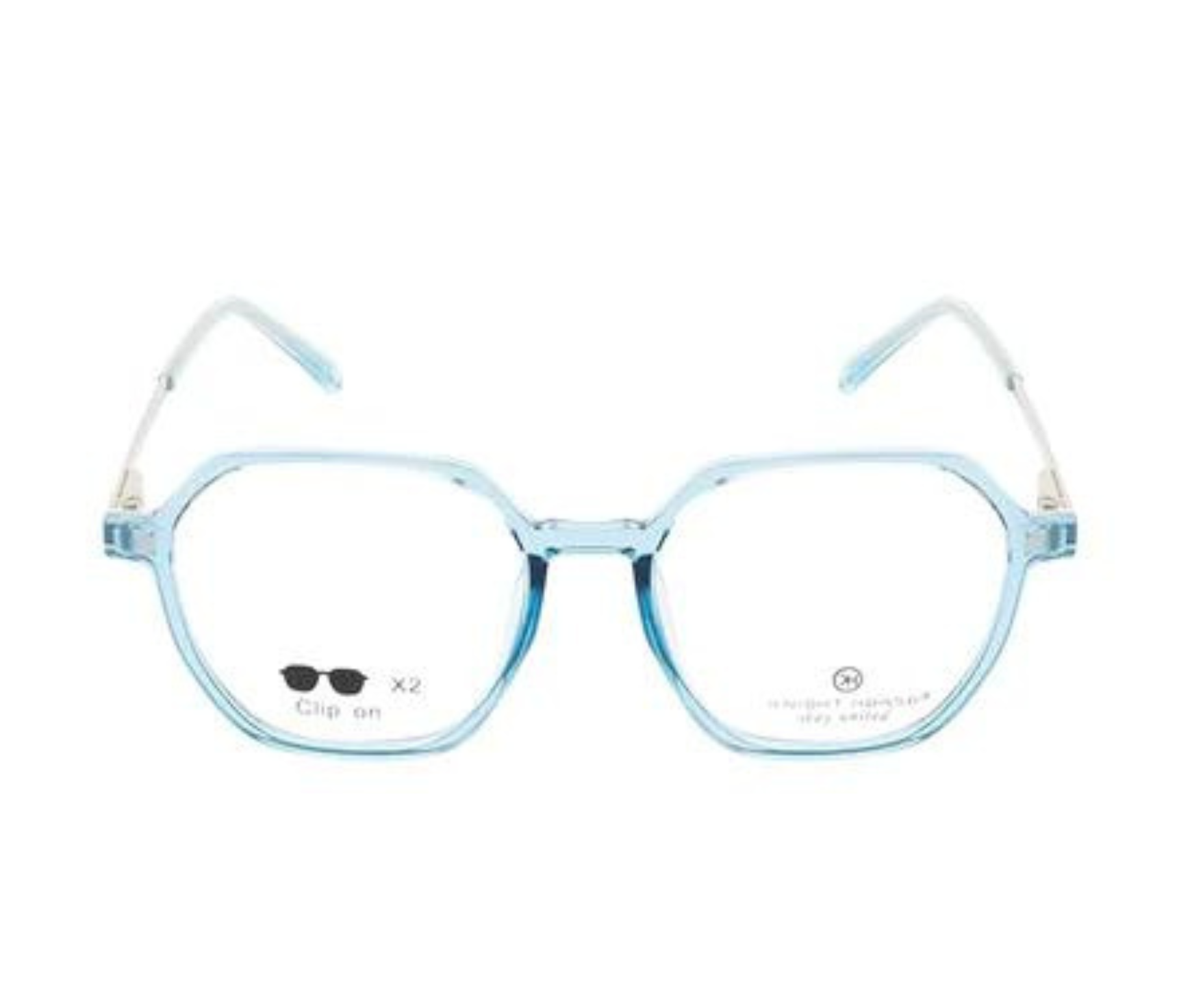 Knight Horse Geometric Clip-On Sunglasses: Glossy Black with Dual Clip-Ons and Spring Hinges