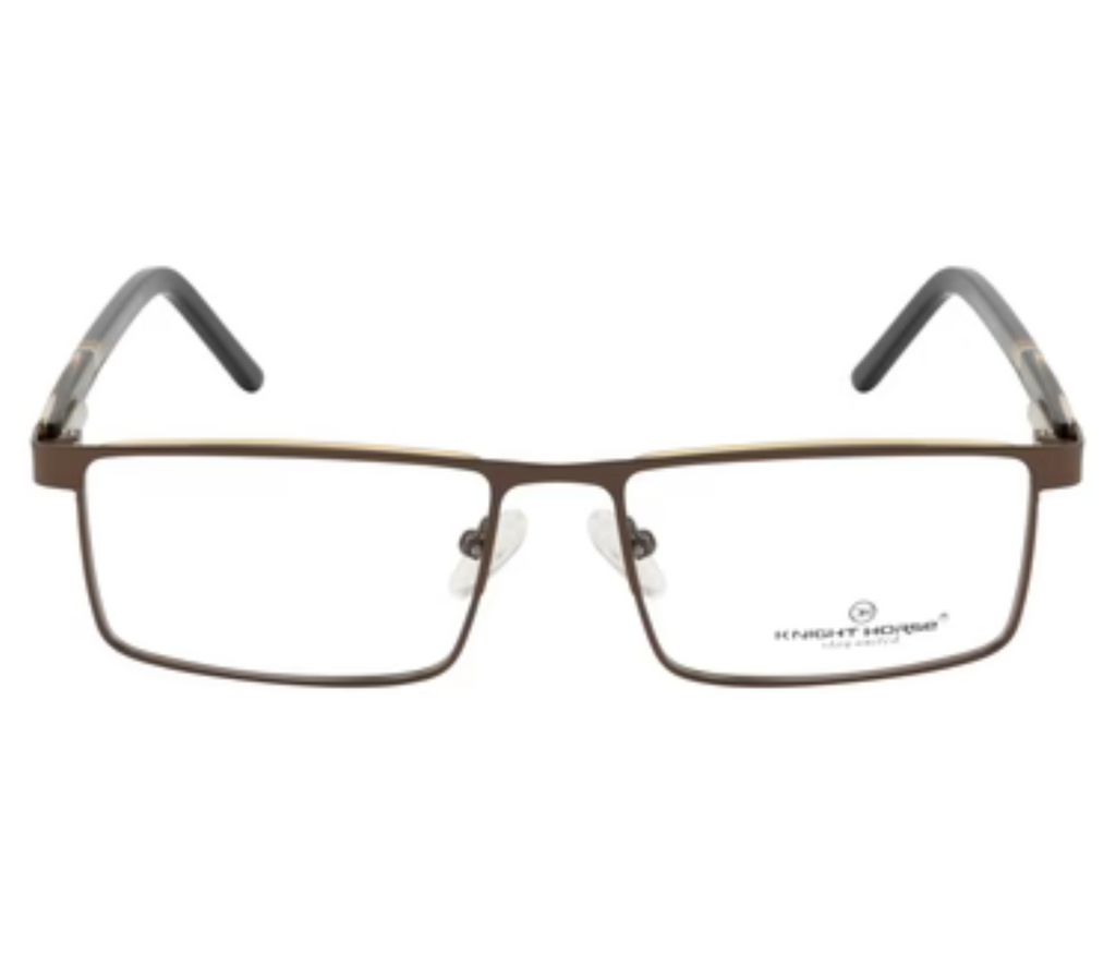 Classic: Brown Metal Rectangle Glasses with Spring Hinges