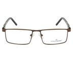 Classic: Brown Metal Rectangle Glasses with Spring Hinges