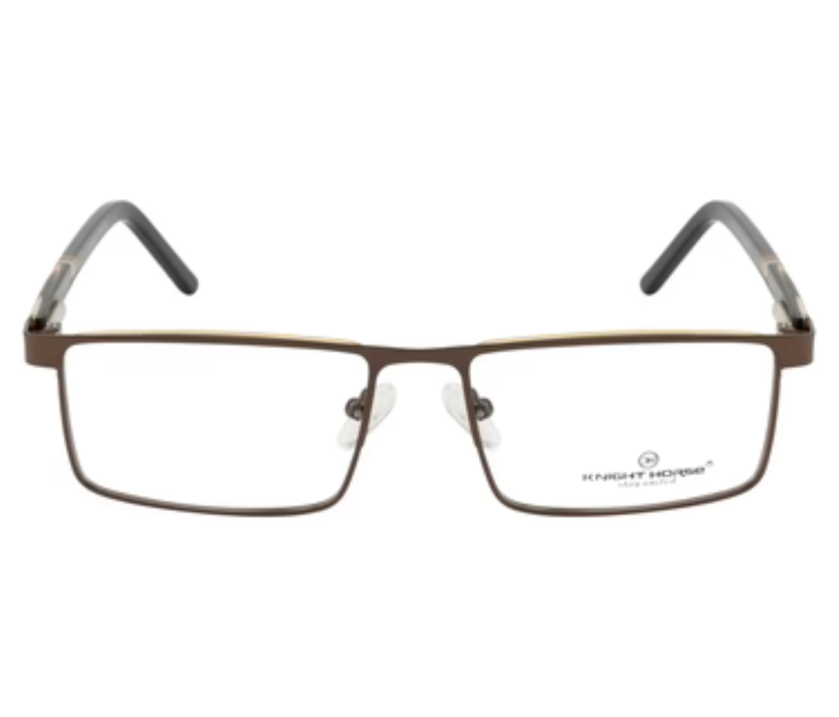 Classic: Brown Metal Rectangle Glasses with Spring Hinges