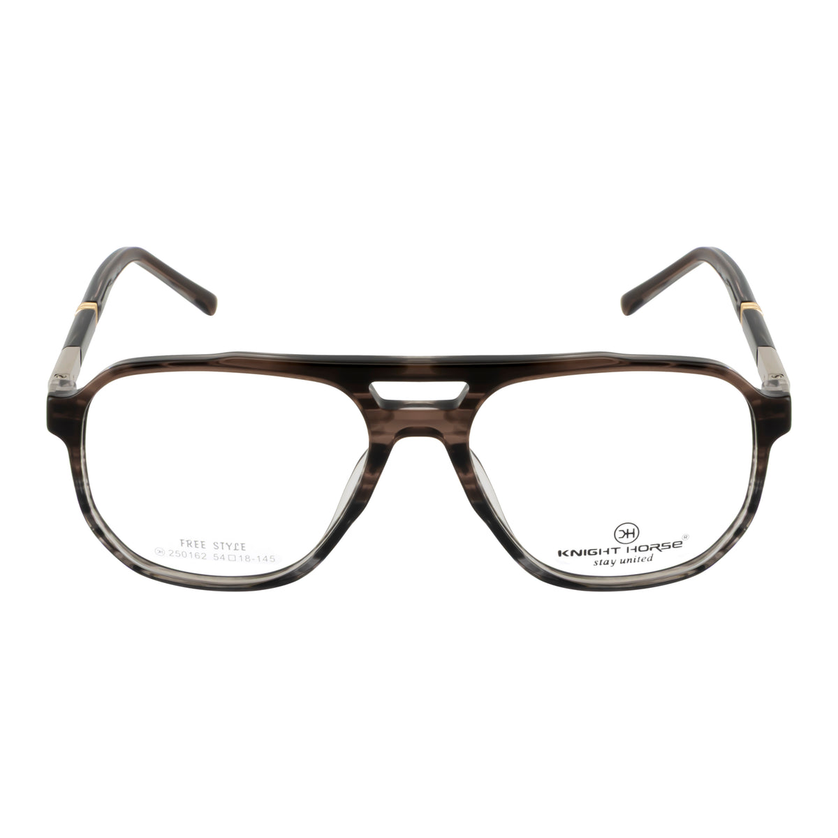 Double Bridge Square Eyeglass Frame – Translucent Brown