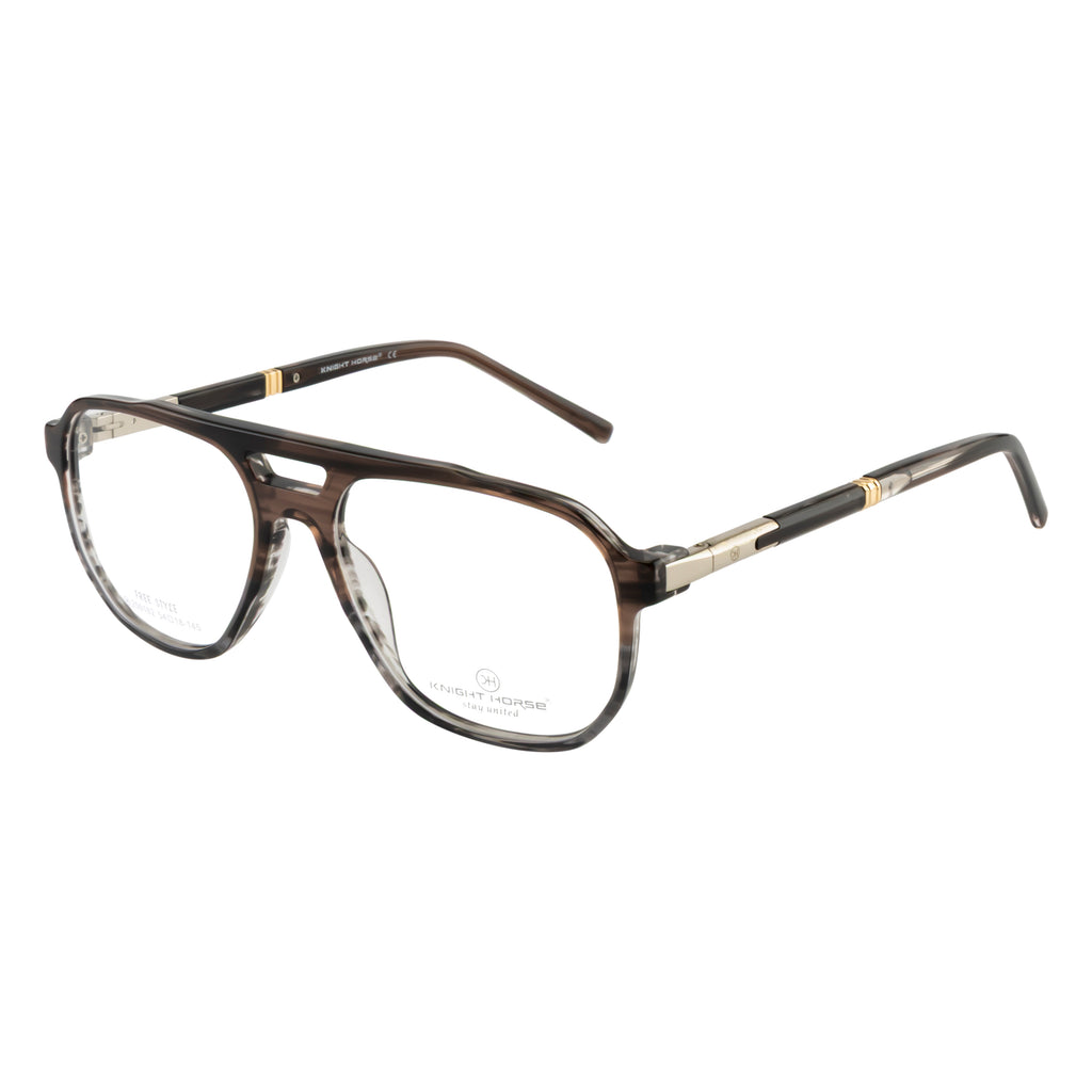 Double Bridge Square Eyeglass Frame – Translucent Brown