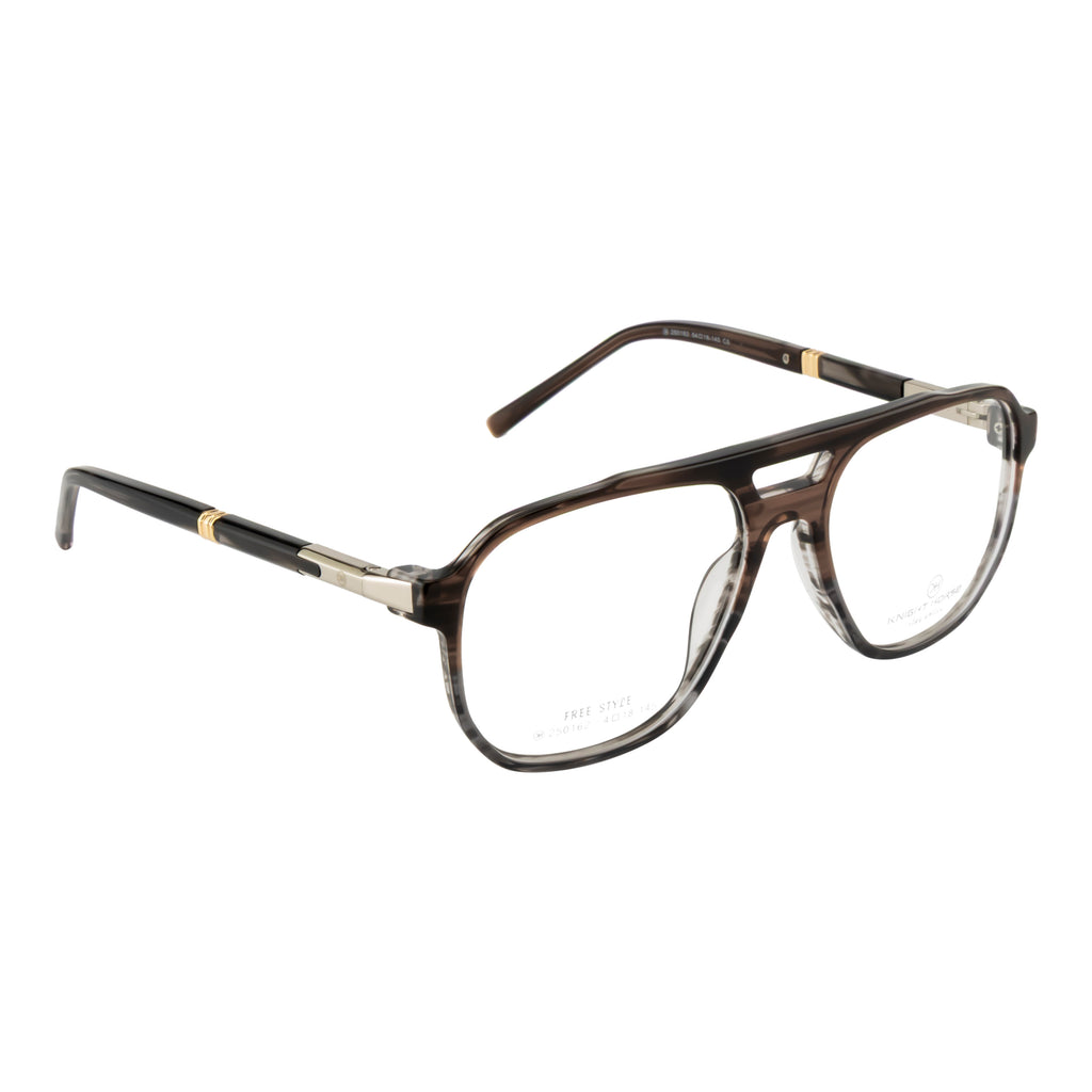 Double Bridge Square Eyeglass Frame – Translucent Brown