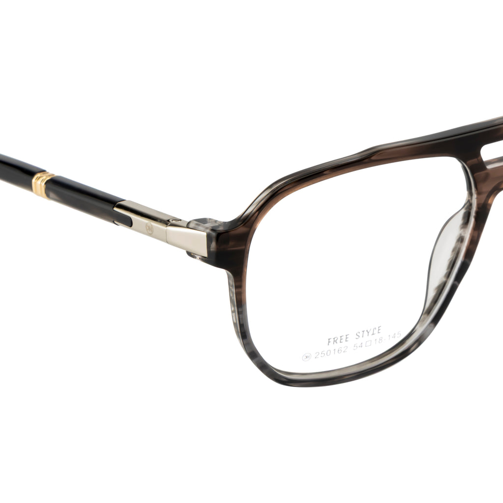 Double Bridge Square Eyeglass Frame – Translucent Brown