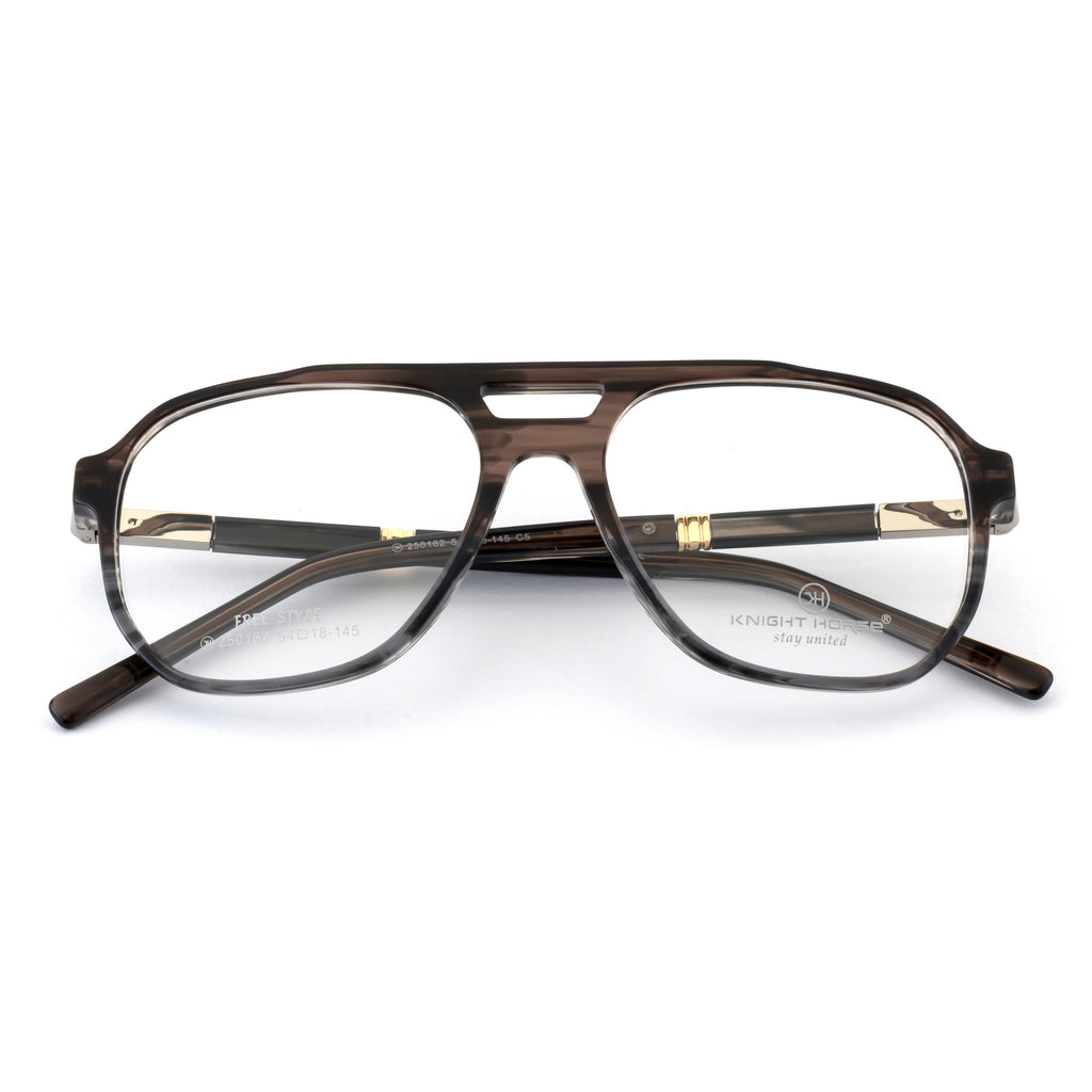 Double Bridge Square Eyeglass Frame – Translucent Brown