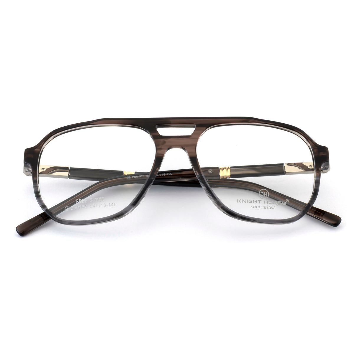 Double Bridge Square Eyeglass Frame – Translucent Brown