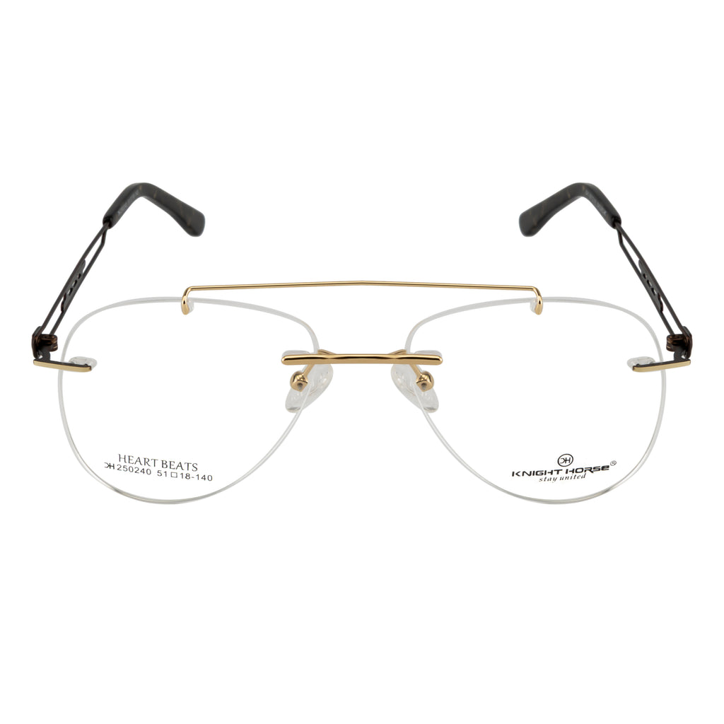 Rimless Aviator Metal Eyeglass Frame – Gold