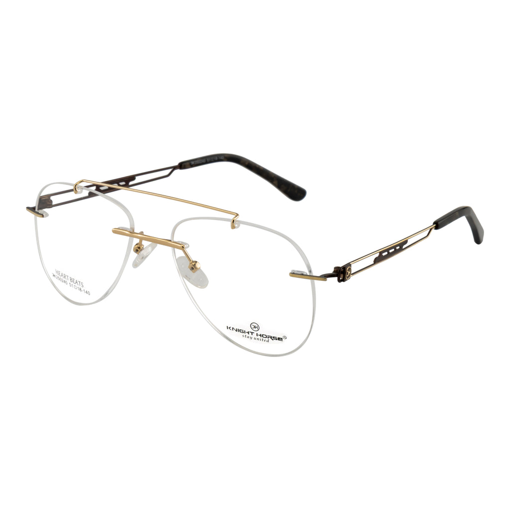 Rimless Aviator Metal Eyeglass Frame – Gold