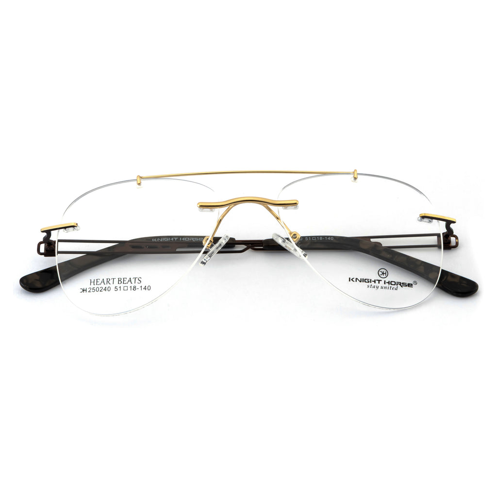Rimless Aviator Metal Eyeglass Frame – Gold