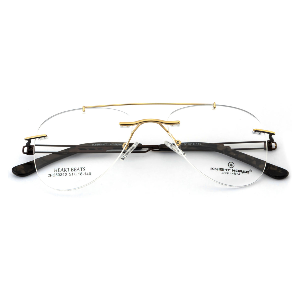 Rimless Aviator Metal Eyeglass Frame – Gold
