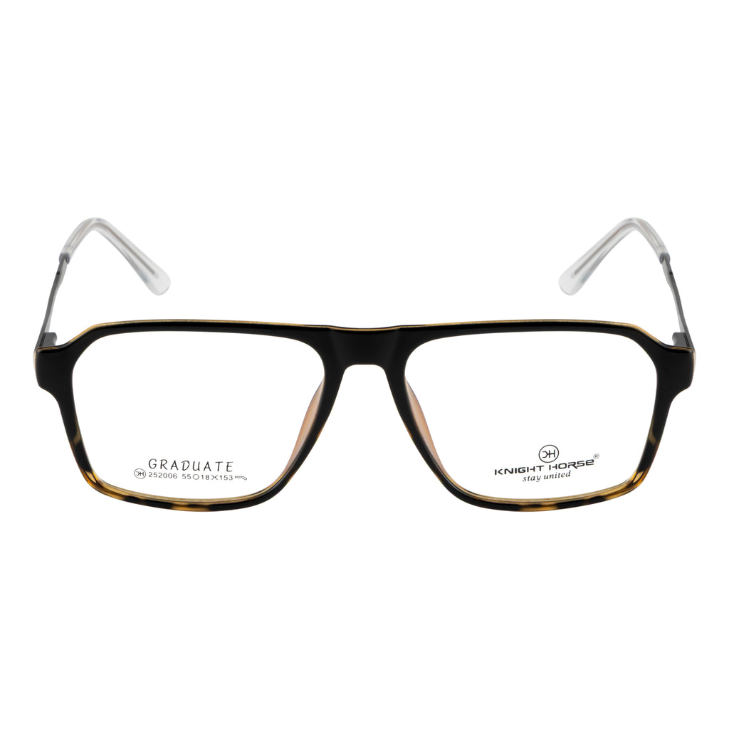 Rectangular Eyeglass Frame – Matte Black Tortoise Gradient