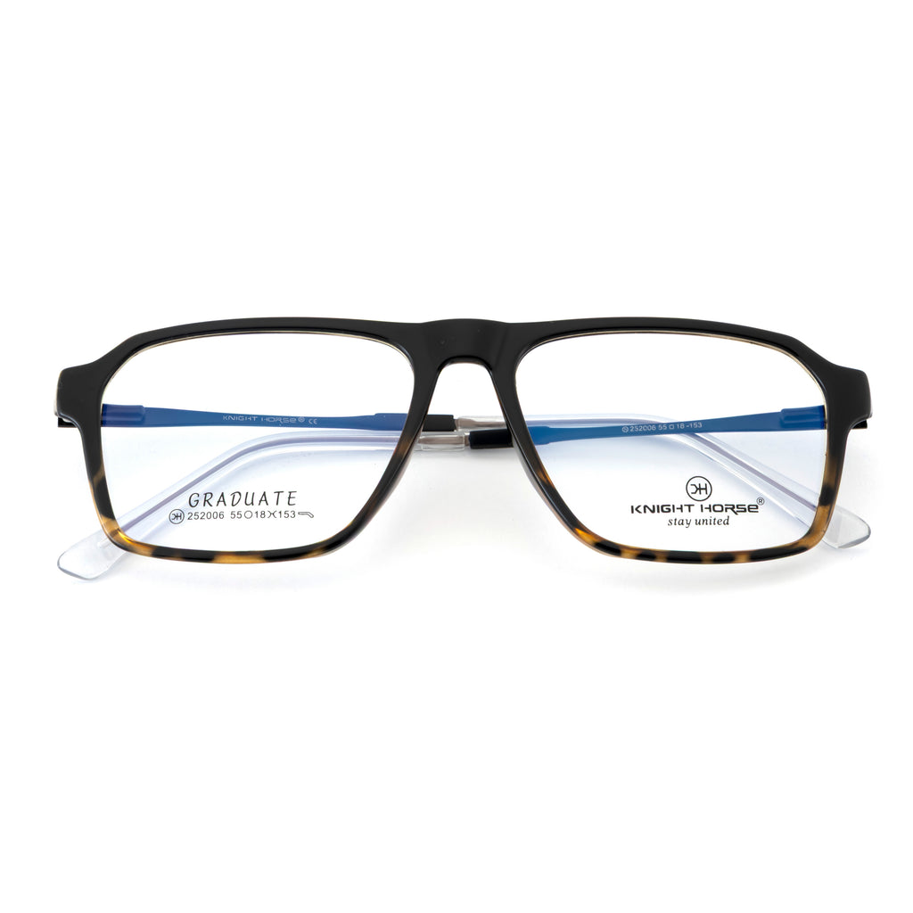 Rectangular Eyeglass Frame – Matte Black Tortoise Gradient