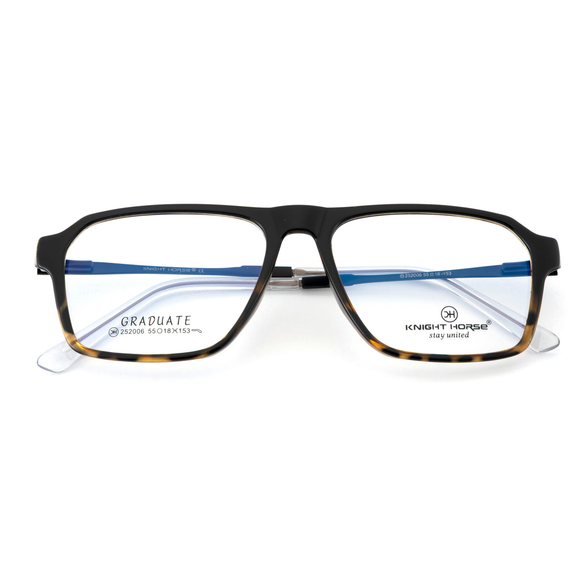 Rectangular Eyeglass Frame – Matte Black Tortoise Gradient