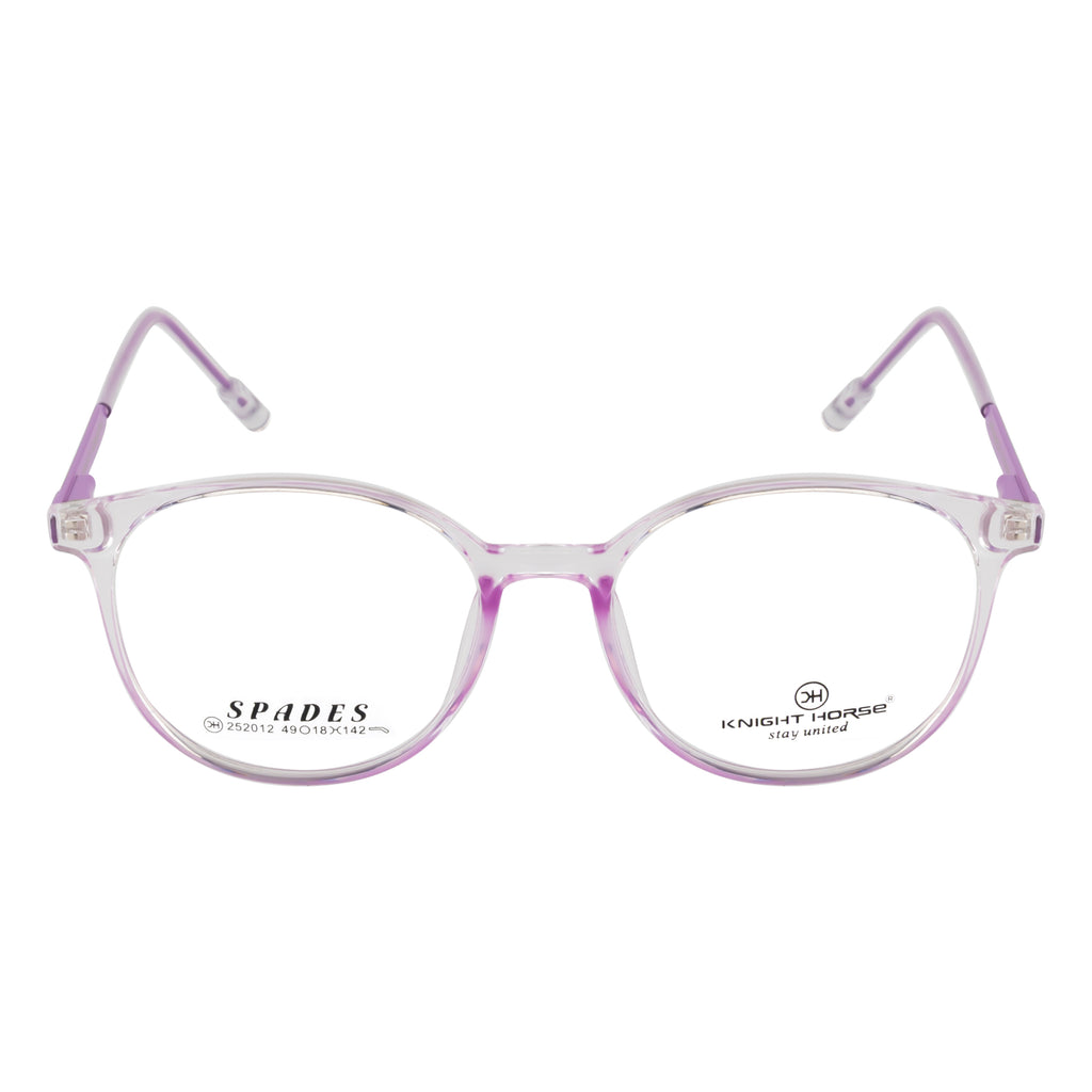 Transparent Lavender Round Eyeglass Frame – Lightweight TR with Gold Metal Temples