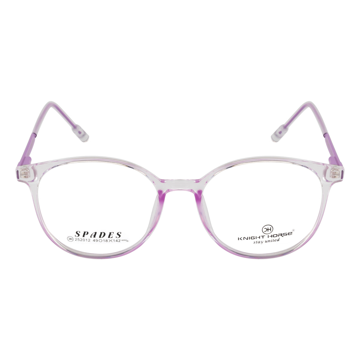 Transparent Lavender Round Eyeglass Frame – Lightweight TR with Gold Metal Temples